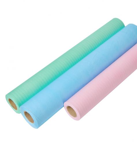 الصين Laminated Paper Film Roll Degradable Examination Bed Sheet Paper Film Roll Couch/Table Pad الصانع
