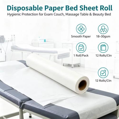 disposable paper bed roll;disposable bed sheet roll;paper bed roll;examination table paper roll;disposable examination table paper;massage table paper roll