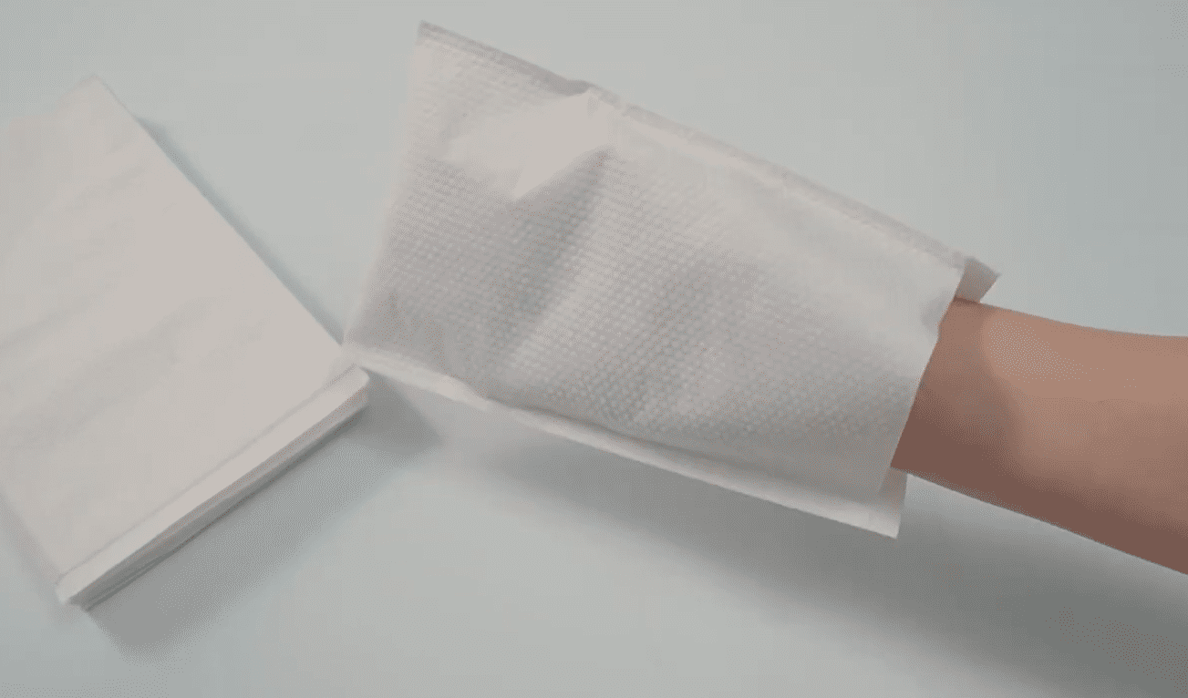 قفازات غسيل غير منسوجة للاستخدام مرة واحدة، مضادة للبكتيريا، صديقة للبيئة، شكل مستطيل